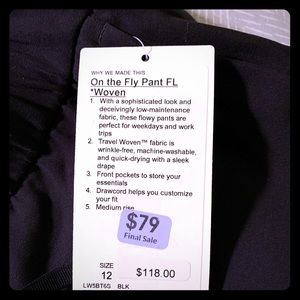 Lululemon On the Fly FL Pants. NWT Size 12. Black.